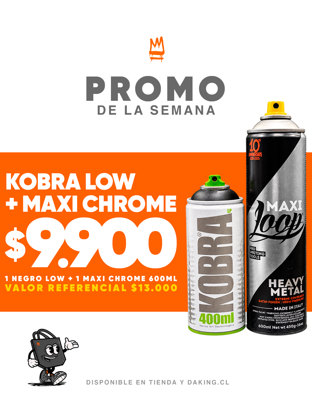 KOBRA LOW NEGRA + LOOP MAXI CHROME 600ML